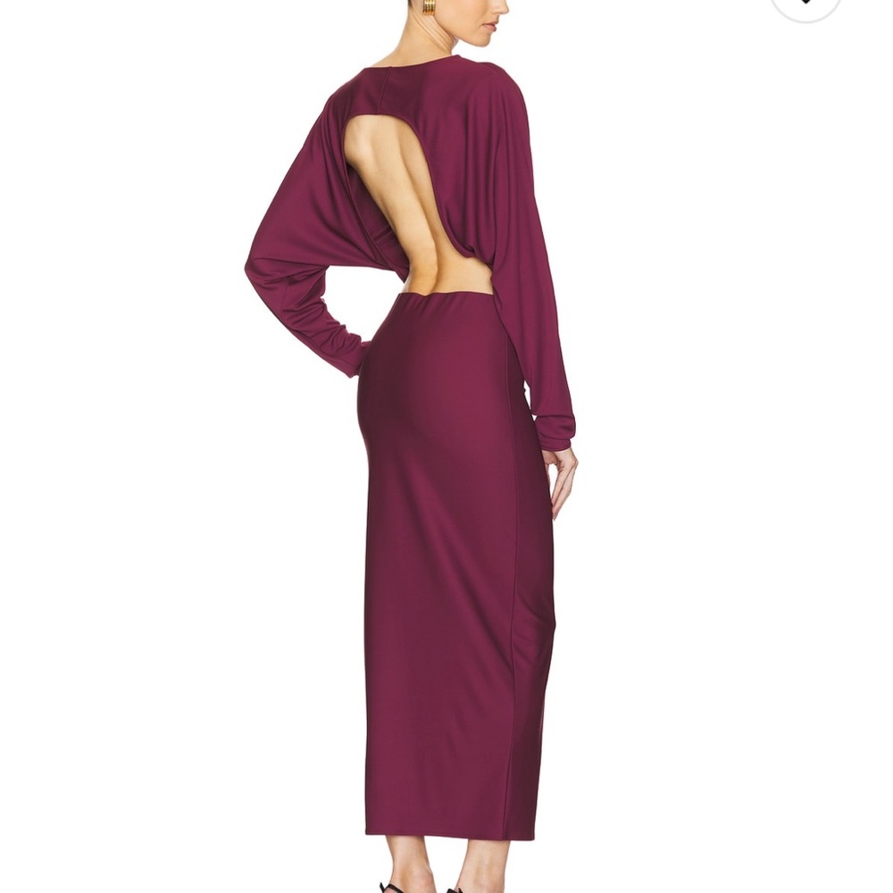 Helsa Matte Jersey Open Back Dress Cabernet S